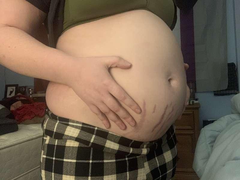 got “pinned under a belly” for christmas