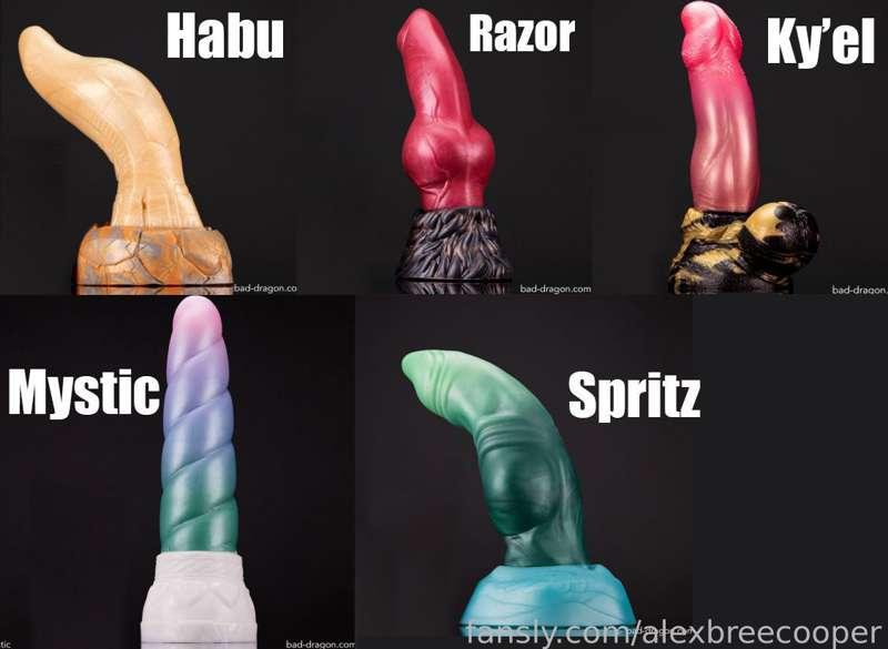 .....so this is crazy but I think Bad Dragon are going to send me free stuff *fangirls even harder* 😳😆

I need to choose a toy but I figure it's only fair that you get to decide 🥰 so I've made a shortlist of all the ones I like, please vote for the one you want to see go in my butt the most 😜 choose wisely.....   💜