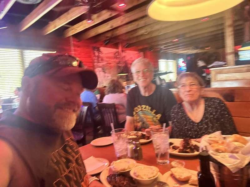 Steak n taters with mom and Brian! 