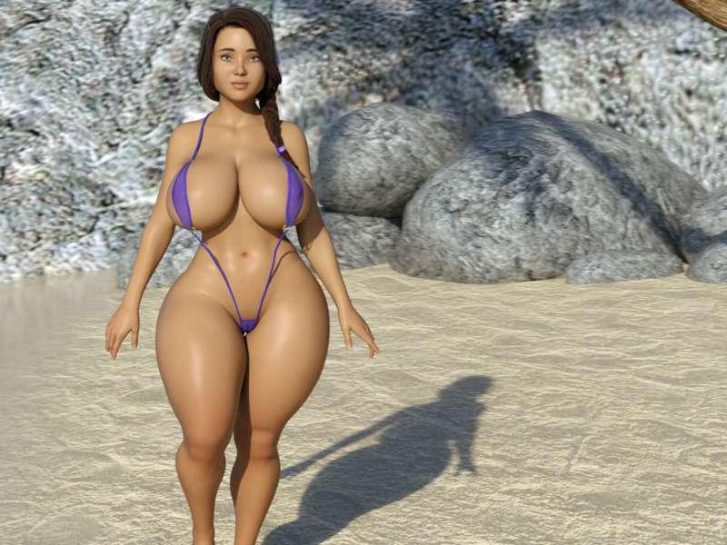 [Animation test] Yumi Kuchi walking on beach