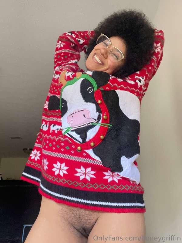 Just doing some stretches in my ugly Christmas sweater, noth..
