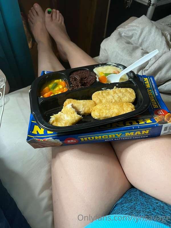 Eating a TV dinner