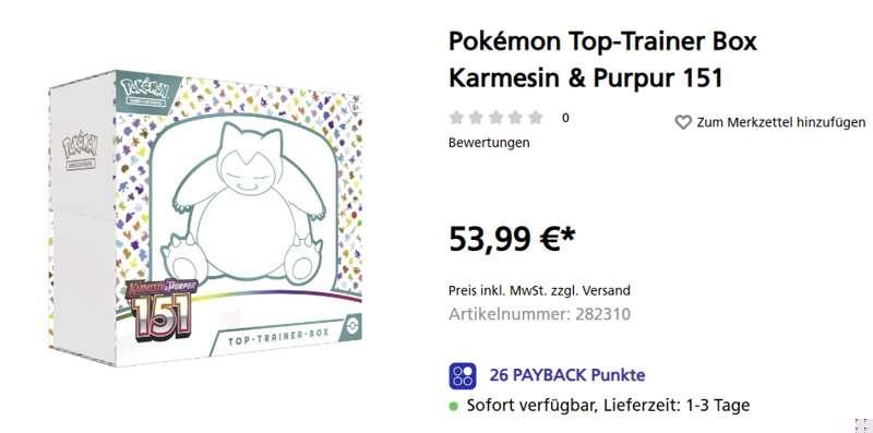 Deutsche 151 Top Trainer Box für effektiv 43,60€