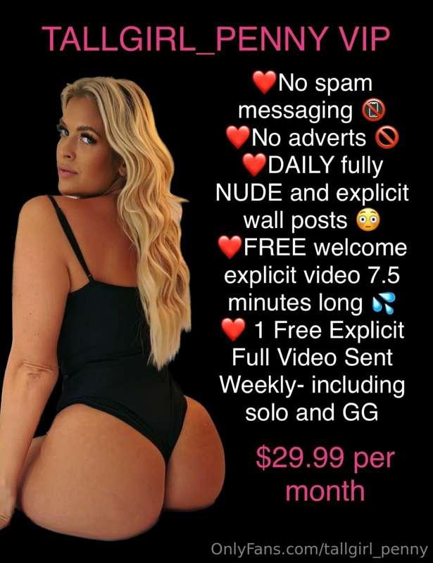 Want more for your money? ⬇️⬇️
@tallgirlpennyvip

First mont..