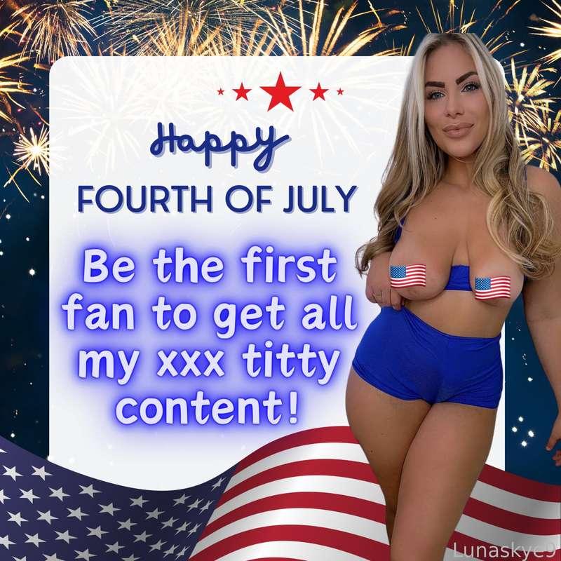 I have a JUICY fourth of July treat just for you!!😋 Be the FIRST and get a bundle of all my XXX titty content for only $15!!🥇🎁🎉🇺🇸

#lunaskye9 #ass #bigass #anal #tits #bigtits #bigboobs #boobs #pussy #curvy #nudes #milf #mommy #femdom #domme #domination #fetish #orgy #mistress #sex #porn #blonde #fansly #fyp