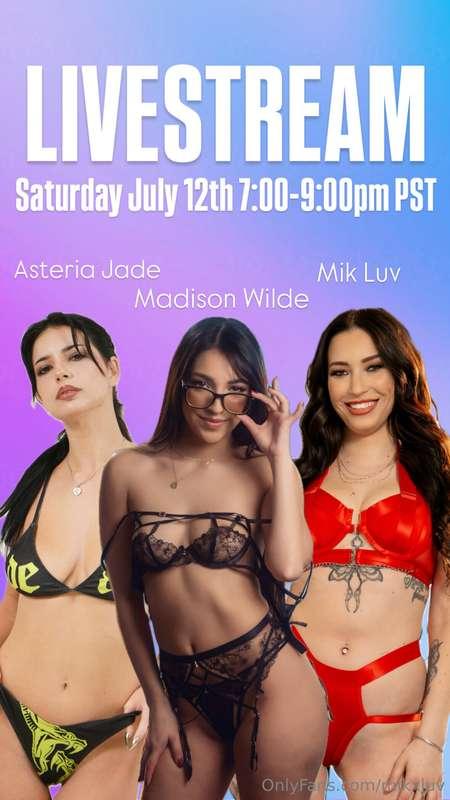LIVESTREAM TONIGHT @ 7:00pm - 9:00pm PSTw/ @madisonwildexxx ..