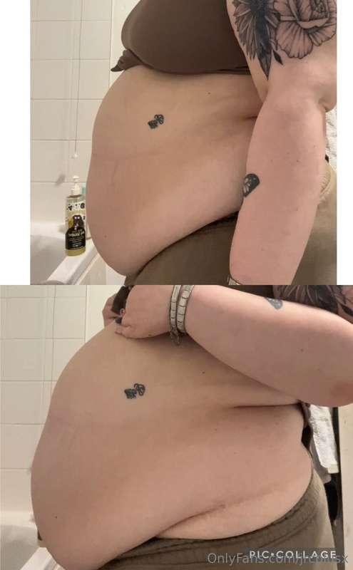Before dinner vs after dinner 😍 About to have pudding now to..