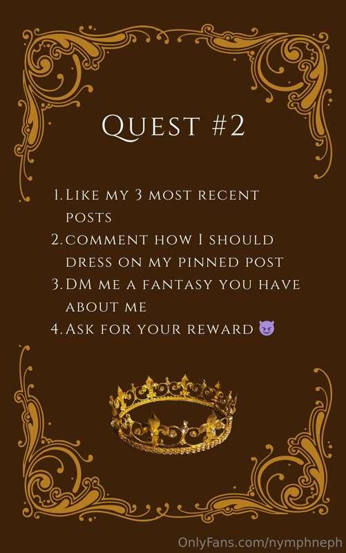 Here is your next quest, it comes with all new rewards 😈