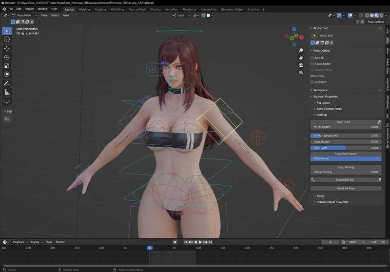 Blender ARP Rig - Primrose Long Hair 