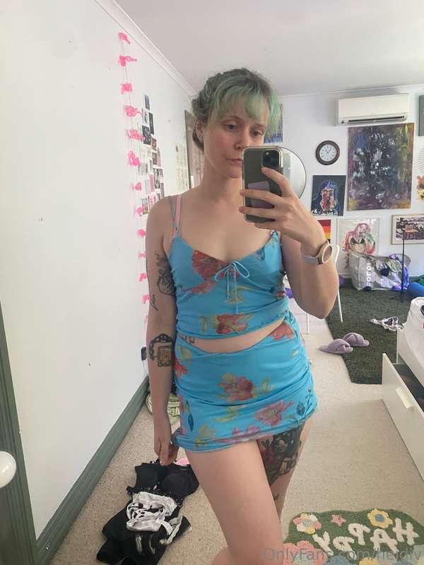 do you like what I'm wearing underneath?#dress #lingerie #mi..