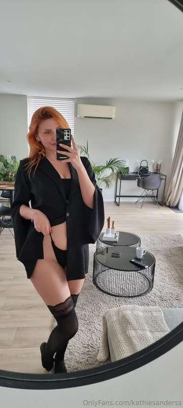 Mommy redhead went outside to buy presents for the coming ho..