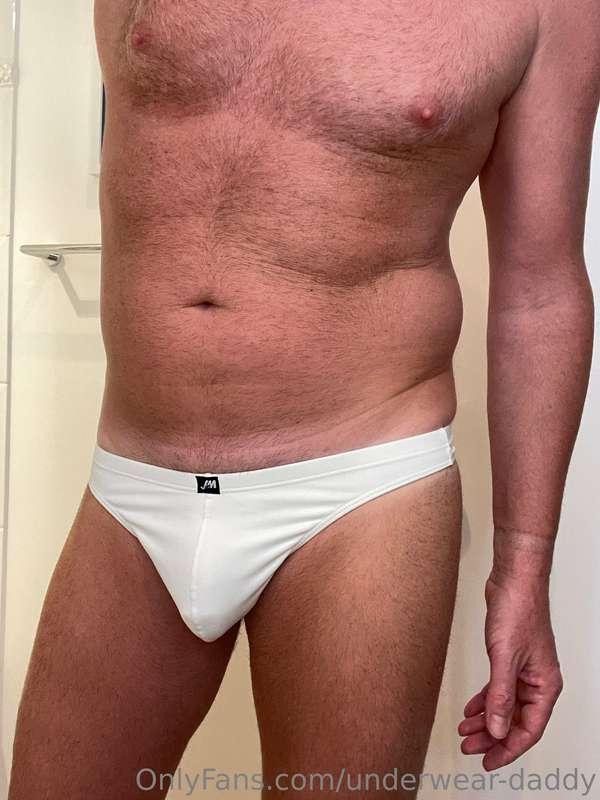 He’s a white thong for you from JM #gay #sexy #daddy #underw..