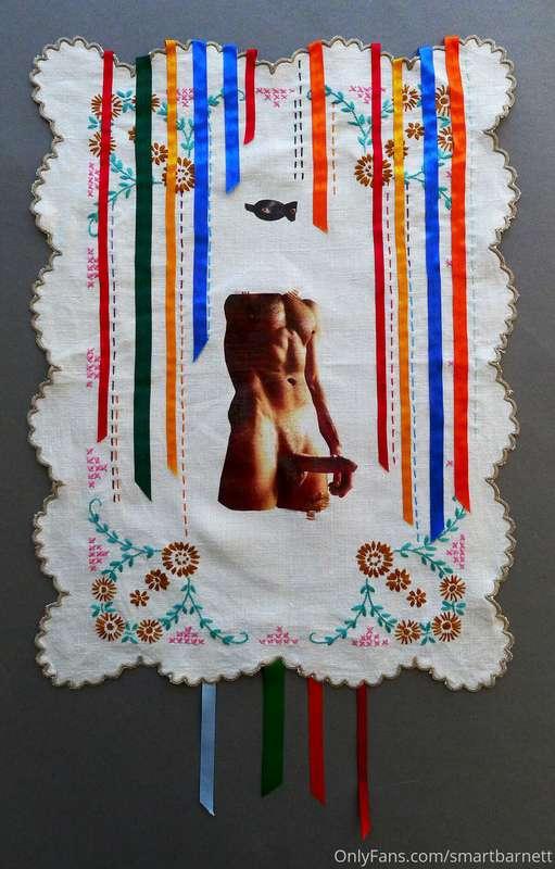 'I'm Here' - a self portrait in embrodiery, ribbons and prin..