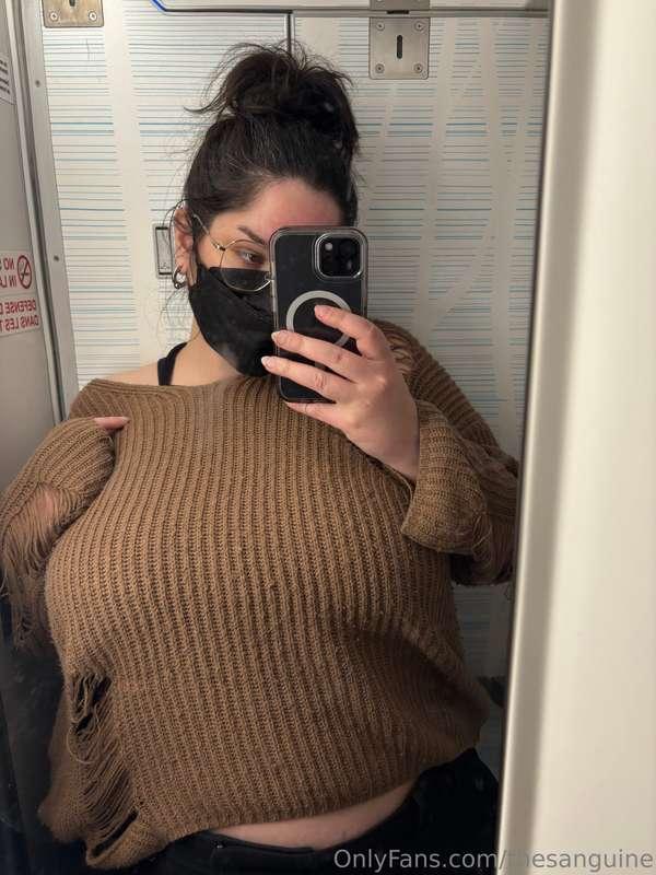 Topless in an airplane bathroom? who me??