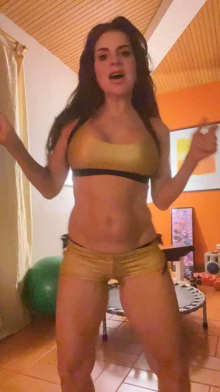 Feminine Fitness & Fashion 15” Reel High Energy Fit Dance in Hot Gold Shorts