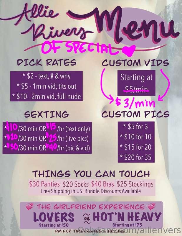 Updated my menu, so all you special guys here on my OF can g..