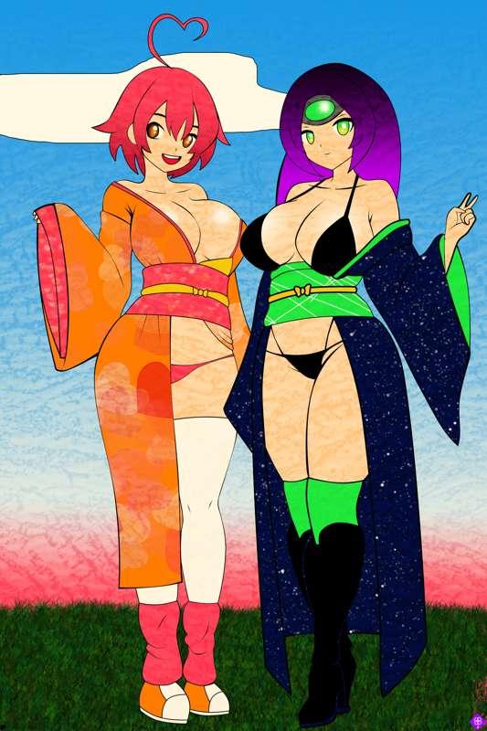 Commission - Zelina's sexy kimono friends 2