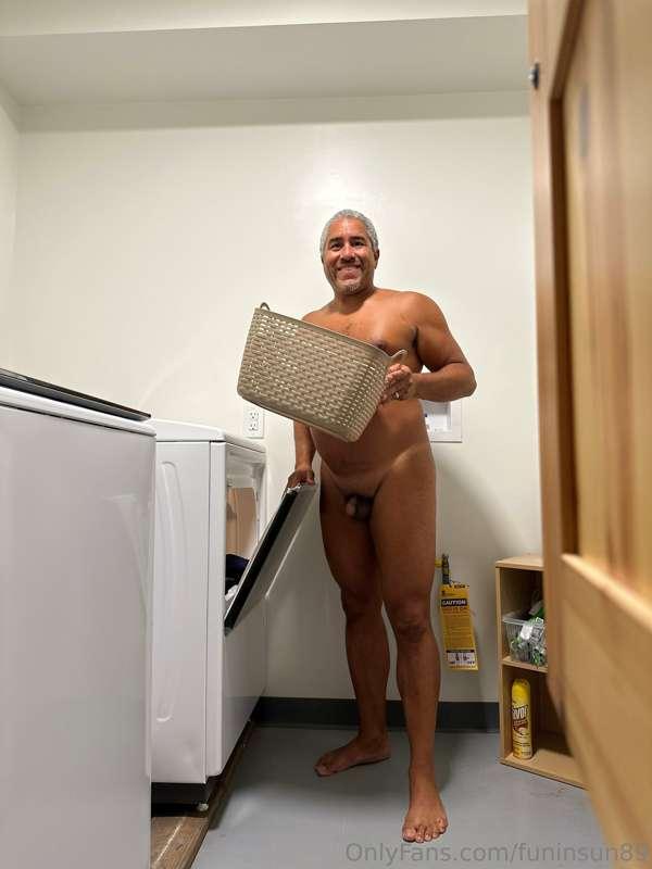 Doing some laundry in the nude!  Do you enjoy doing laundry ..