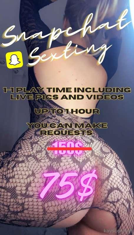 Snapchat sexting available right now for 50% off 😈

All live..