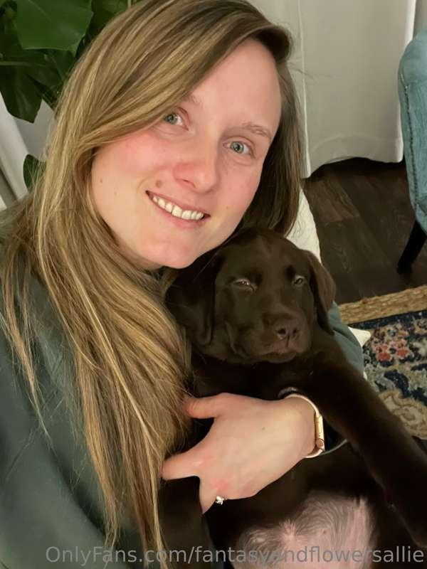 With our chocolate lab, Freyja ❤️