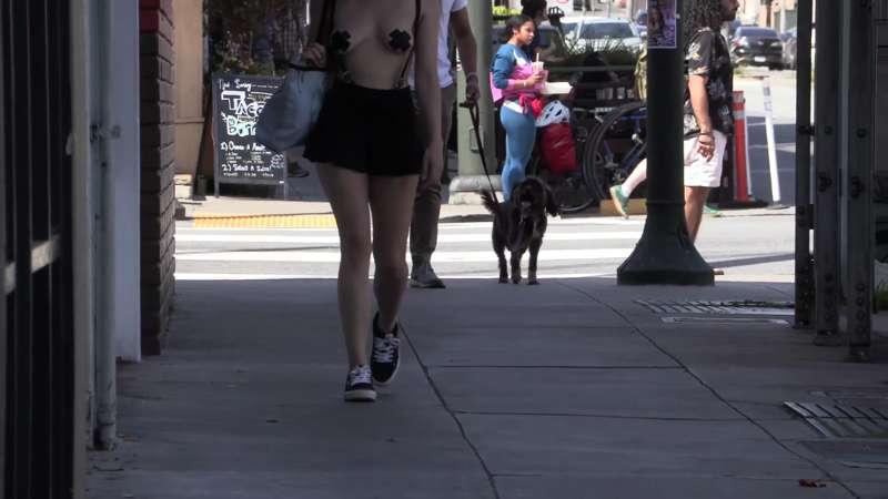 Topless Mini Skirt Walk