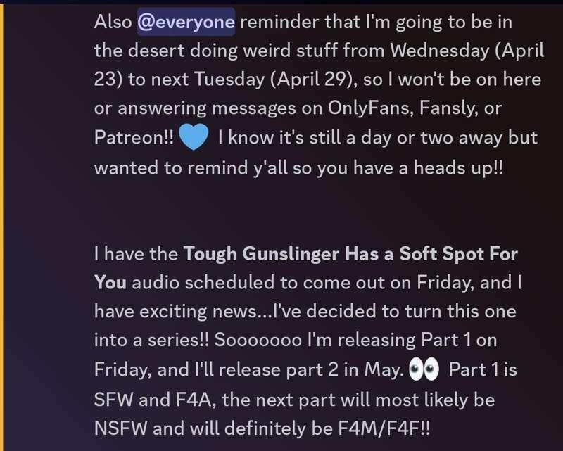Hey y'all!! For anyone not on the Discord, here was the announcement just made! 💙