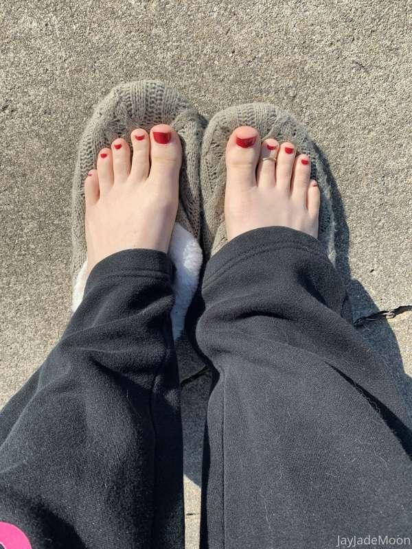 Little sunshine on my toes today.
Contains: Jades feet