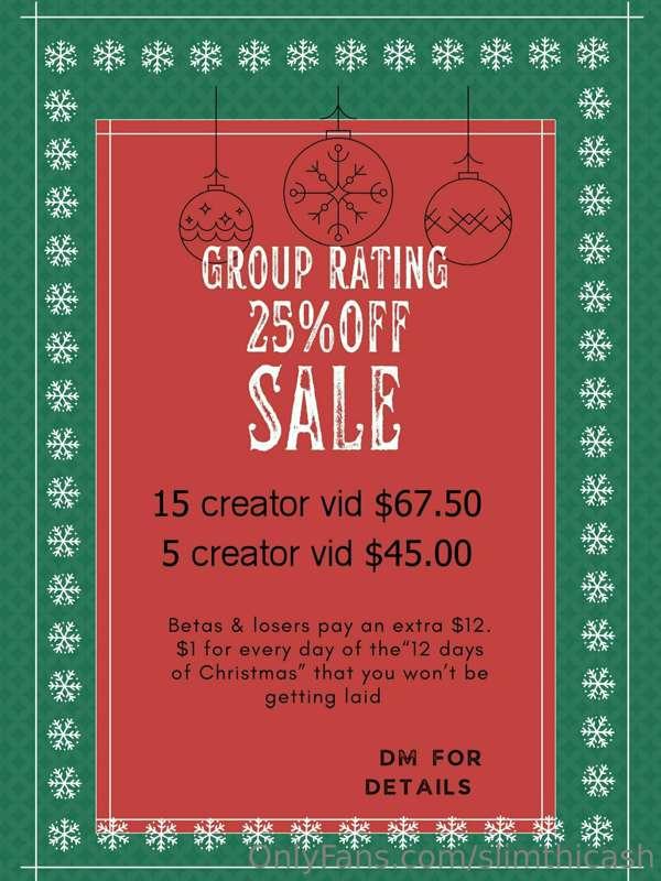 ## Christmas Sale! 🎄 

**Group Dick Rate Promo** 🍌 

I know ..