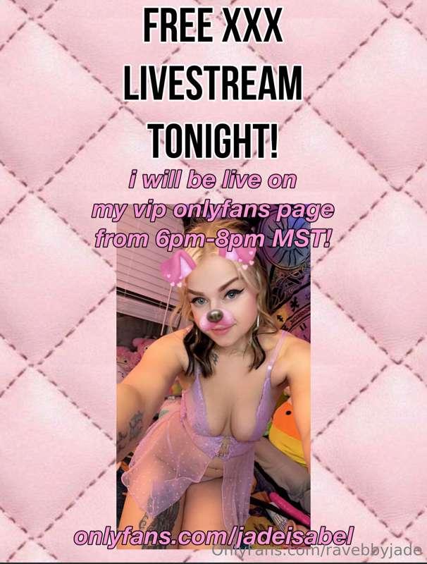 FREE livestream on my VIP page in 15 MINUTES!
FREE SUBSCRIPT..