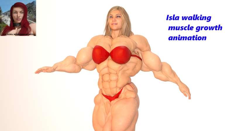 Isla walking muscle growth animation (short)