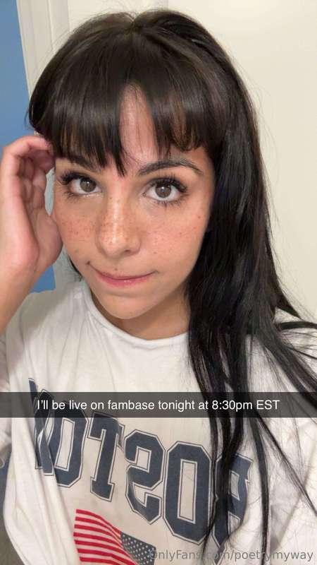 Live tonight at 8:30pm EST :)) 