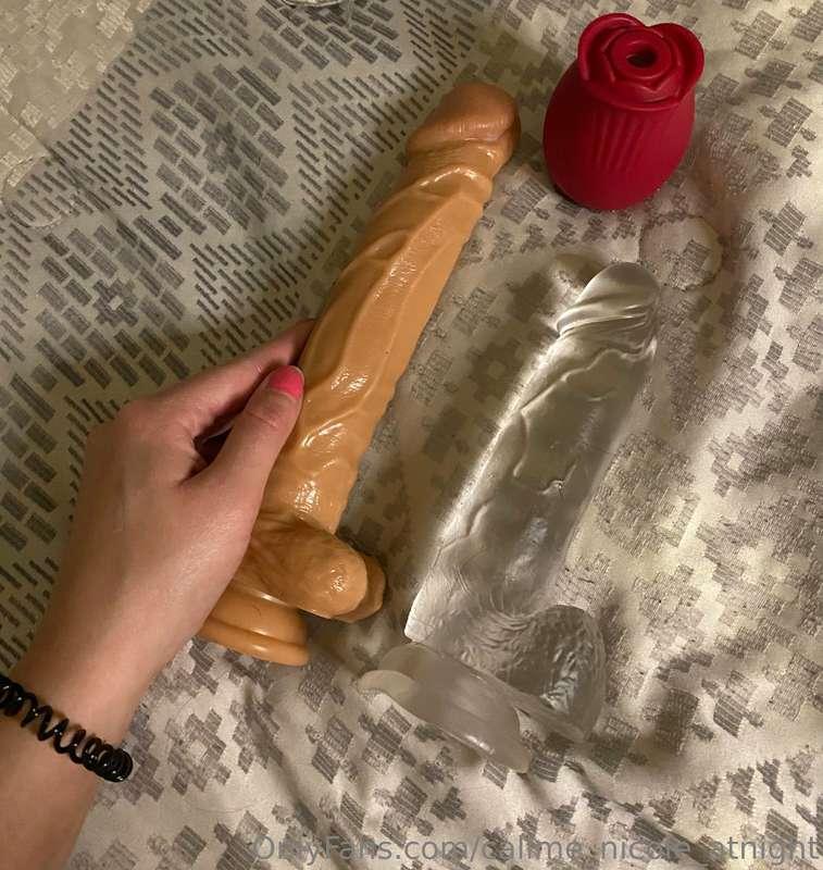 I just used two of my biggest toys!! My hand for a little co..