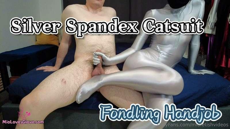 Silver AMORESY Spandex Zentai Catsuit Fondling Handjob  Noth..