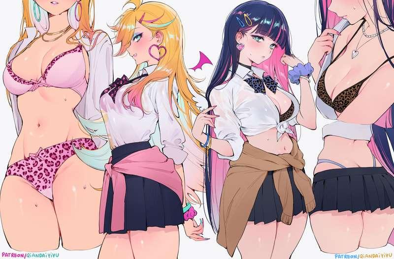 Gyaru Girls (Full set (5 images)/6k/R18-NSFW/PSD)