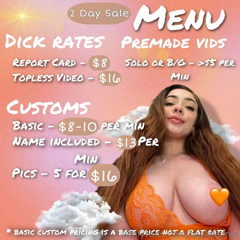 🥳 2 Day Sale 🥳
All customs & dick rates requested on Wednesd..