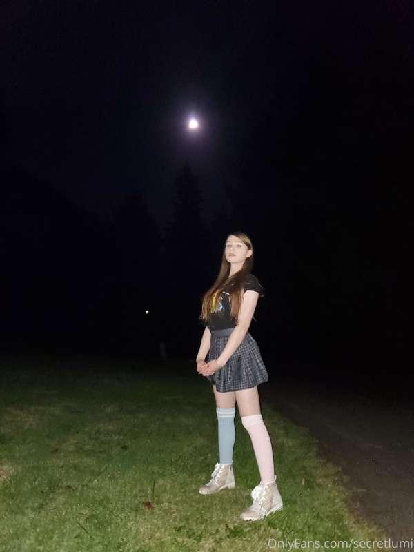 nighttime adventures in my skirt that is way too short! 😳 wa..