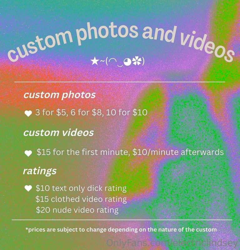 ✰ customs and sexting info ✰ time slots are in eastern stand..