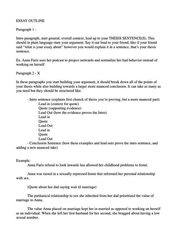 ESSAY OUTLINE