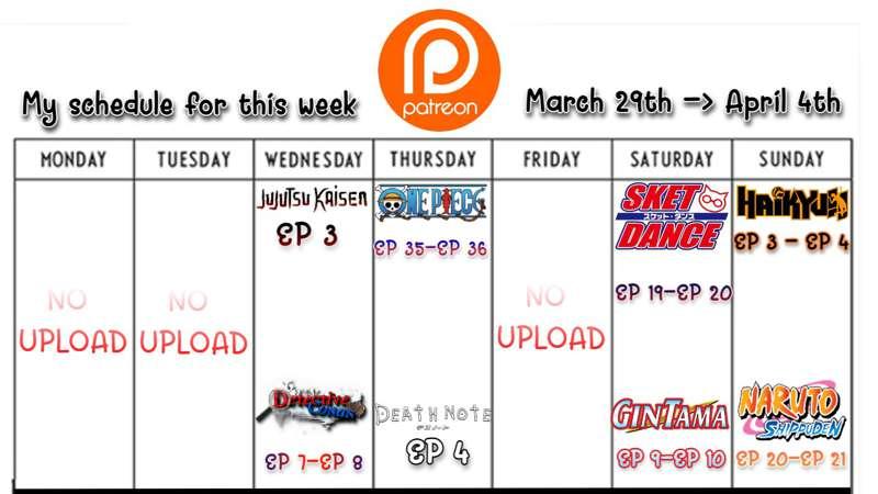 My schedule for this week😘