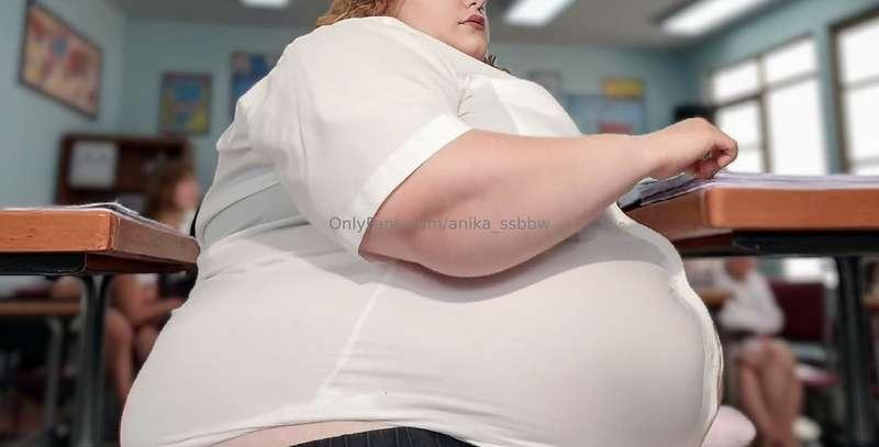 POV: You sit down next to the new girl at school.She’s huge...