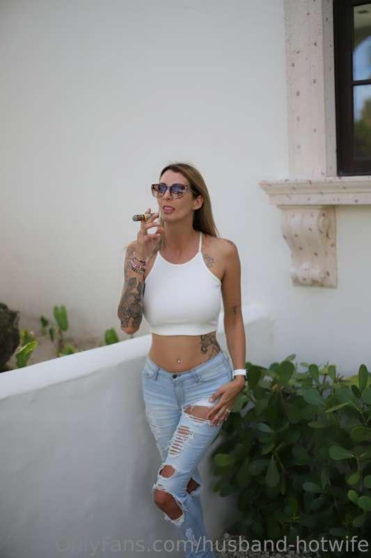 Sucking on a cigar