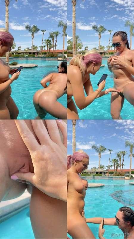 LESBIAN POOL PARTY GETS FREAKY 😈💦 posted for freeeeeee! CLIC..