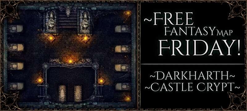 {Free Fantasy Map Friday: Darkharth Castle Crypt} 50x38