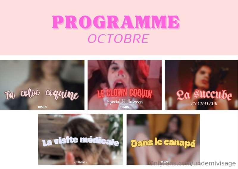 Petit rappel des vidéos du mois d'octobre prévu sur mon autr..