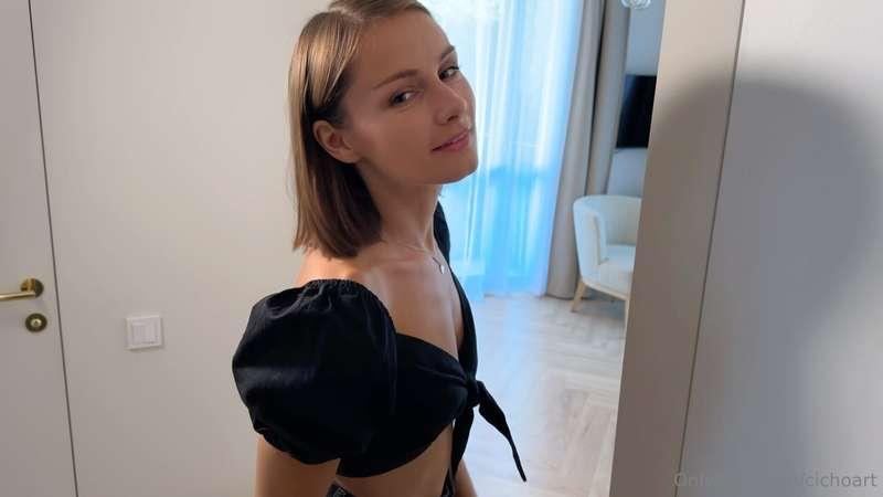 I'm in Vilnius, in a rented apartment, dressed up, in **sexy..