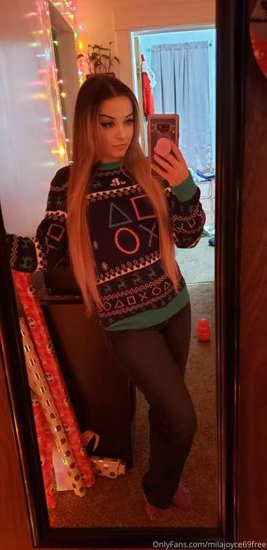 Took this before going to an ugly Christmas sweater party he..