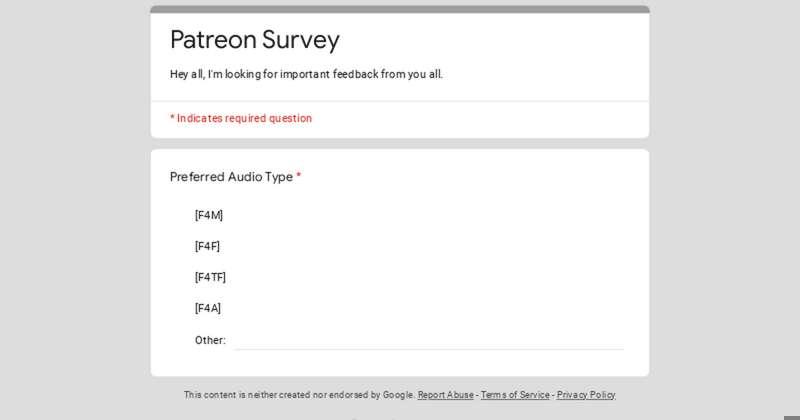 Summer 2024 patreon survey! Lemme know what you want to hear!