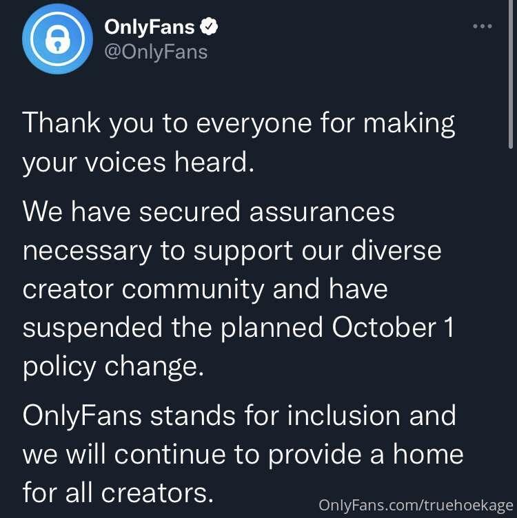 Good morning everyone ! Onlyfans released a statement today ..