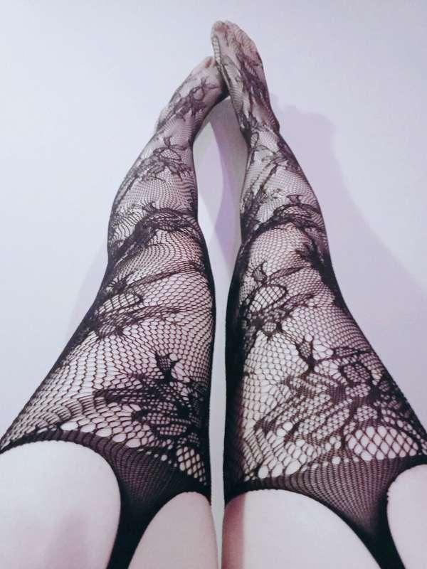 my soft beautiful pale legs look so beautiful in some lace f..