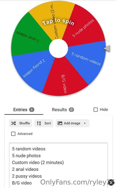 LETS PLAY. 
1 SPIN - $5
2 SPINS - $7 
3 SPINS - $10

😈😈😈😈
